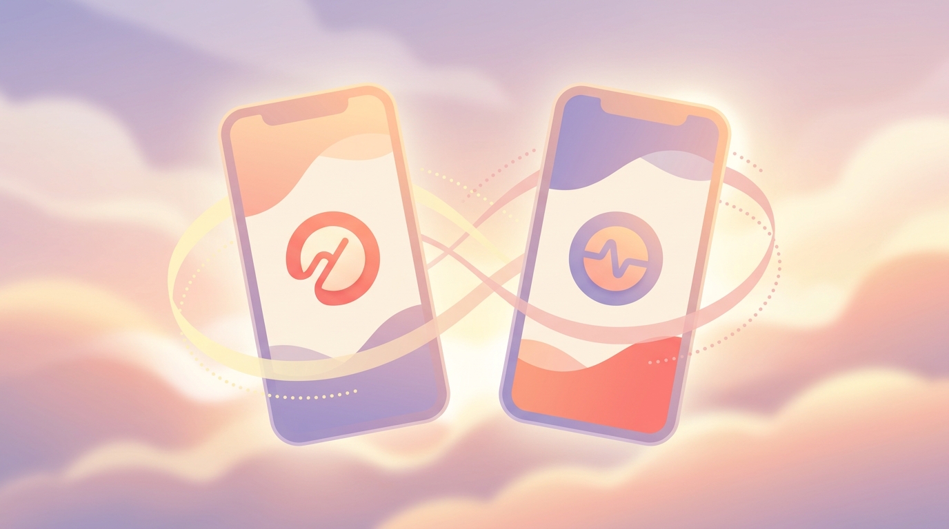 Side by side comparison of Daylio and How We Feel mood tracking apps on mobile phones