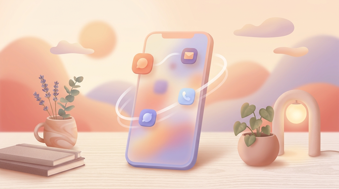 A smartphone displaying a low-pressure mood tracker app, resting on a messy but aesthetic desk, representing the kinda chic tiktok wellness trend august 2026.