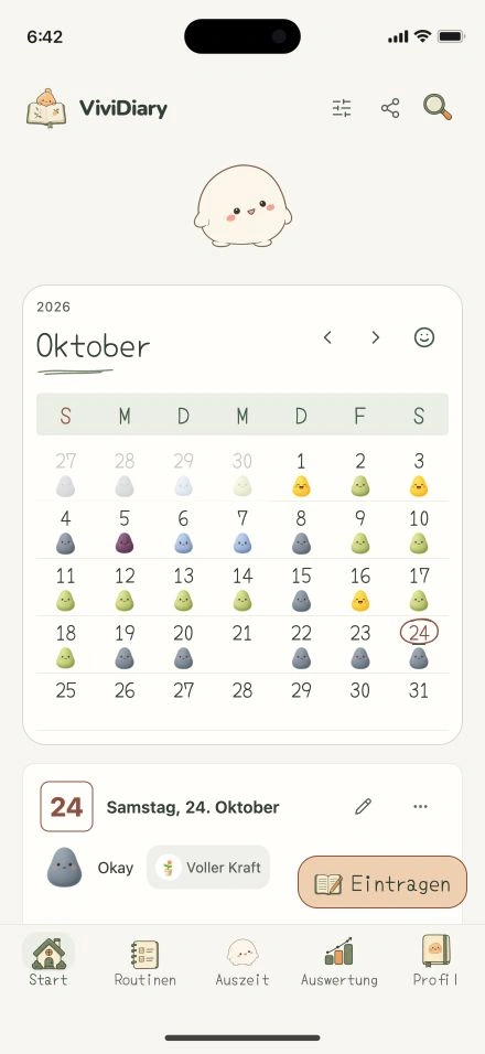 Stimmungskalender in der ViviDiary-v1.5-Vorschau