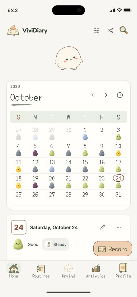 ViviDiary v1.5 preview mood calendar