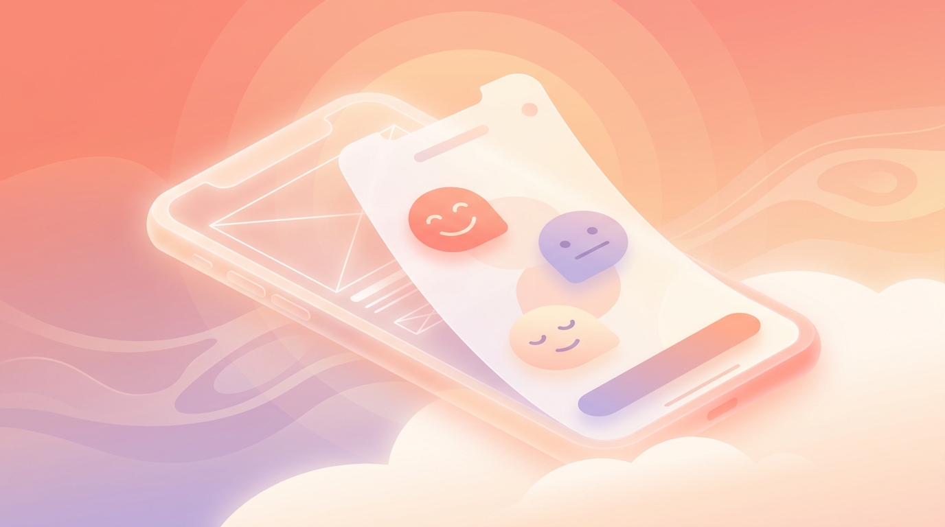 Minimalist smartphone interface demonstrating anti attention design in wellness apps with a simple emoji mood logger