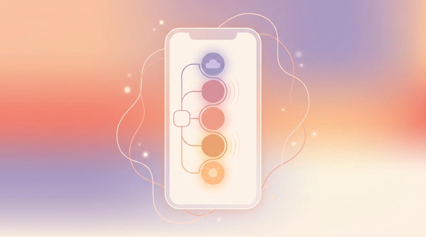 A minimalist smartphone interface showing ViviDiary's simple 5-level mood logging screen for low cognitive load UX