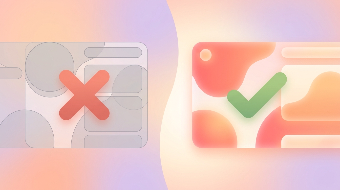 A split screen showing a rejected automated mood tagging UI on the left with a red X, and Vividiary's collaborative review-and-confirm AI draft UI on the right with a green checkmark.