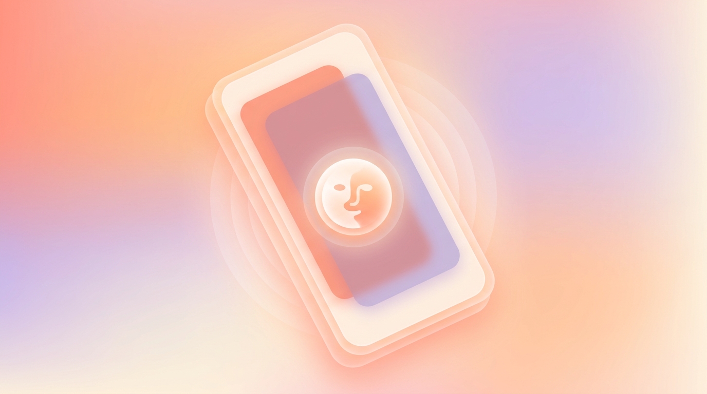 A smartphone displaying a blurred app switcher screen with a FaceID prompt for ViviDiary, demonstrating lock screen hidden app ux for private diaries.