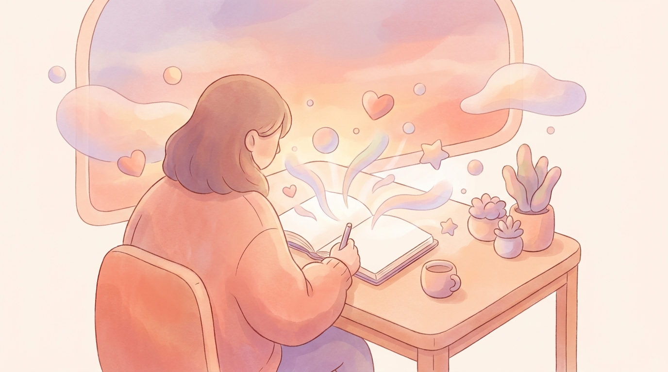 A person writing in a journal at a desk, practicing cognitive behavioral therapy journaling techniques to restructure anxious thoughts.