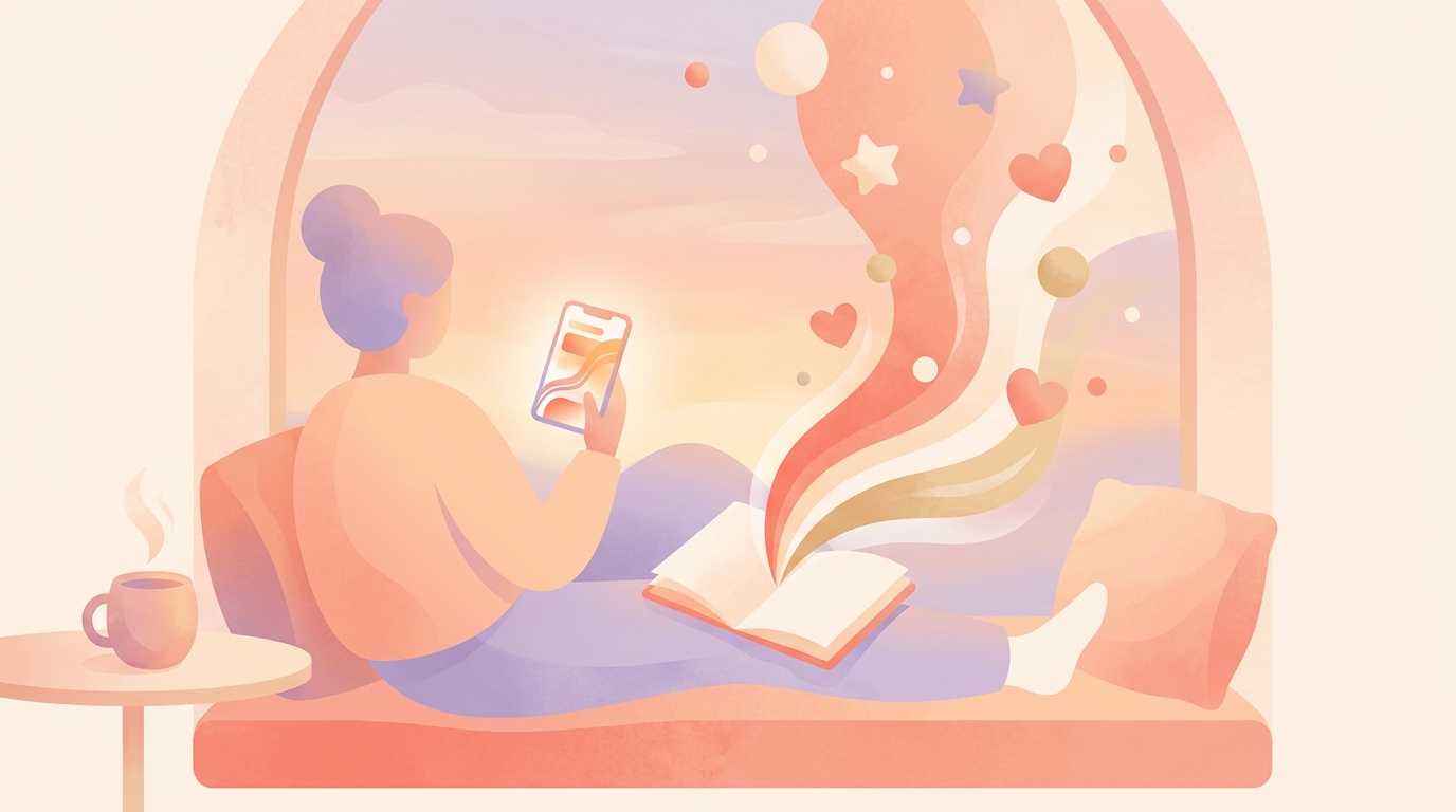 A person sitting by a window with a cup of coffee, using a mood tracking app on their phone for their July 2026 emotional inventory prompts