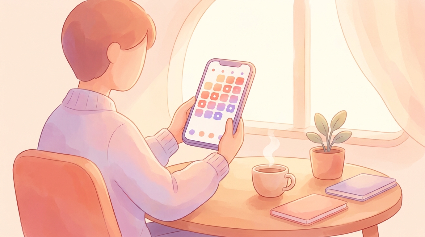 A person holding a smartphone showing the ViviDiary app interface for the Great Lock-In 2026 habit tracker challenge