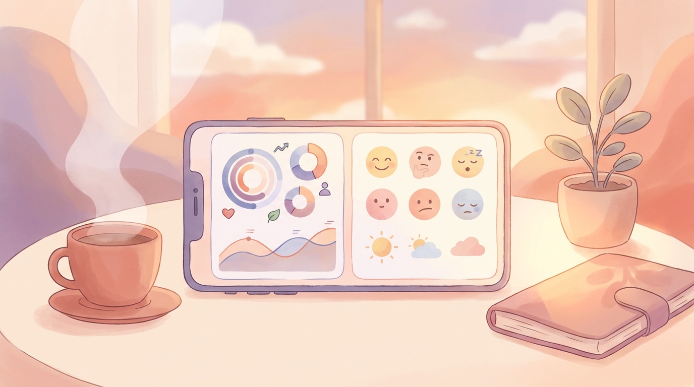 Side by side comparison of iOS 27 Apple Health AI coaching dashboard and ViviDiary simple emoji interface
