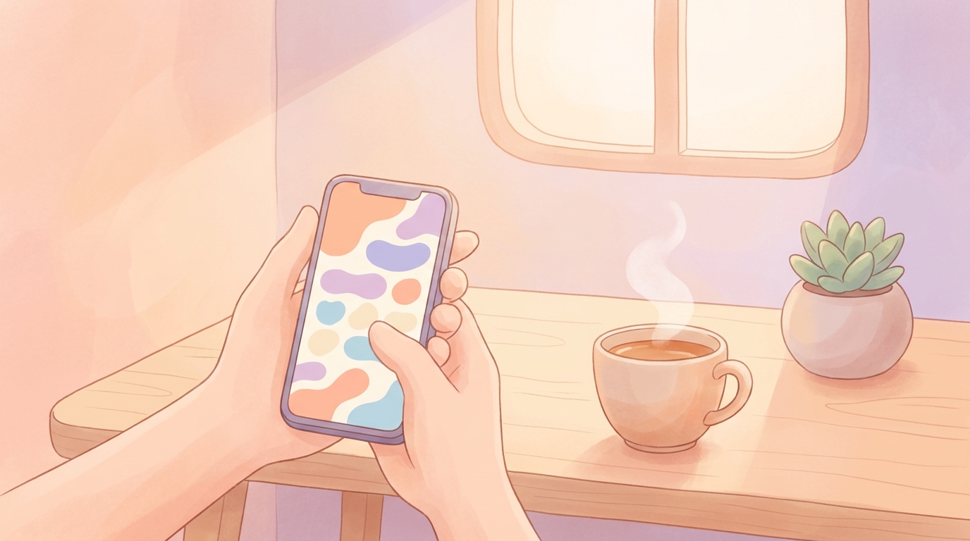 Person holding a smartphone reviewing their social battery mood tracking app